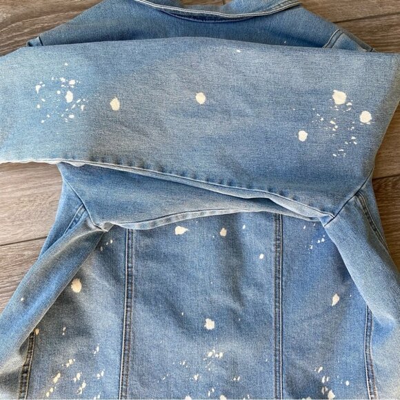 Royal Bones Paint Splatter Stretch Trucker Denim Jean  Jacket - Picture 15 of 15